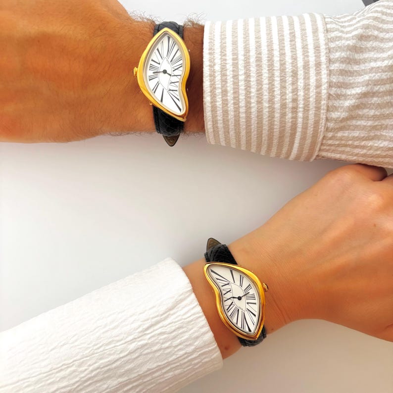 Golden Melting Surrealist Watch – Dali-Inspired Artistic Timepiece with Unique Drip-Effect Design